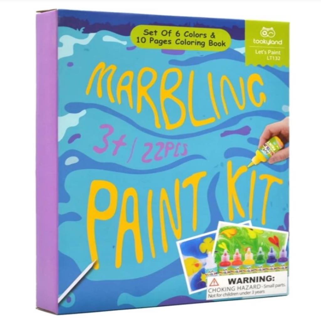 Marbling Paint Kit – 6 Colors with Coloring Book